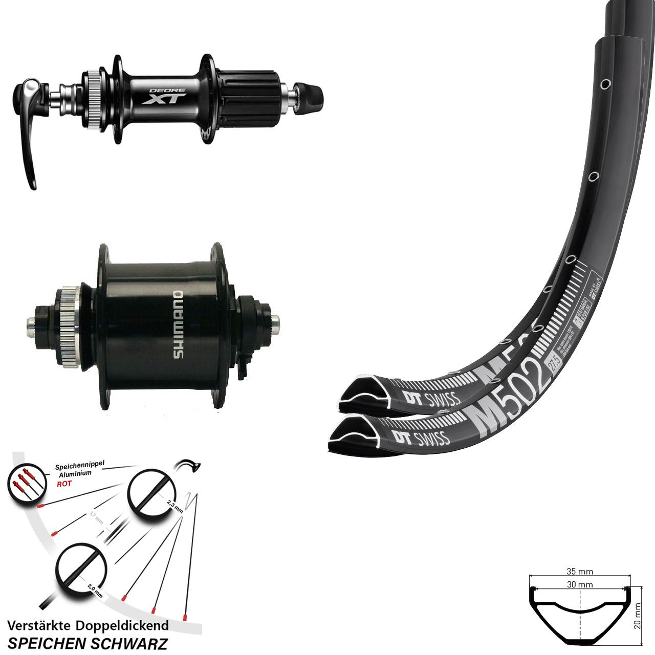 Disc Laufradsatz 29 Zoll DT Swiss M502 Shimano DH-UR700 Shimano FH-M8000 8-11 fach HG QR