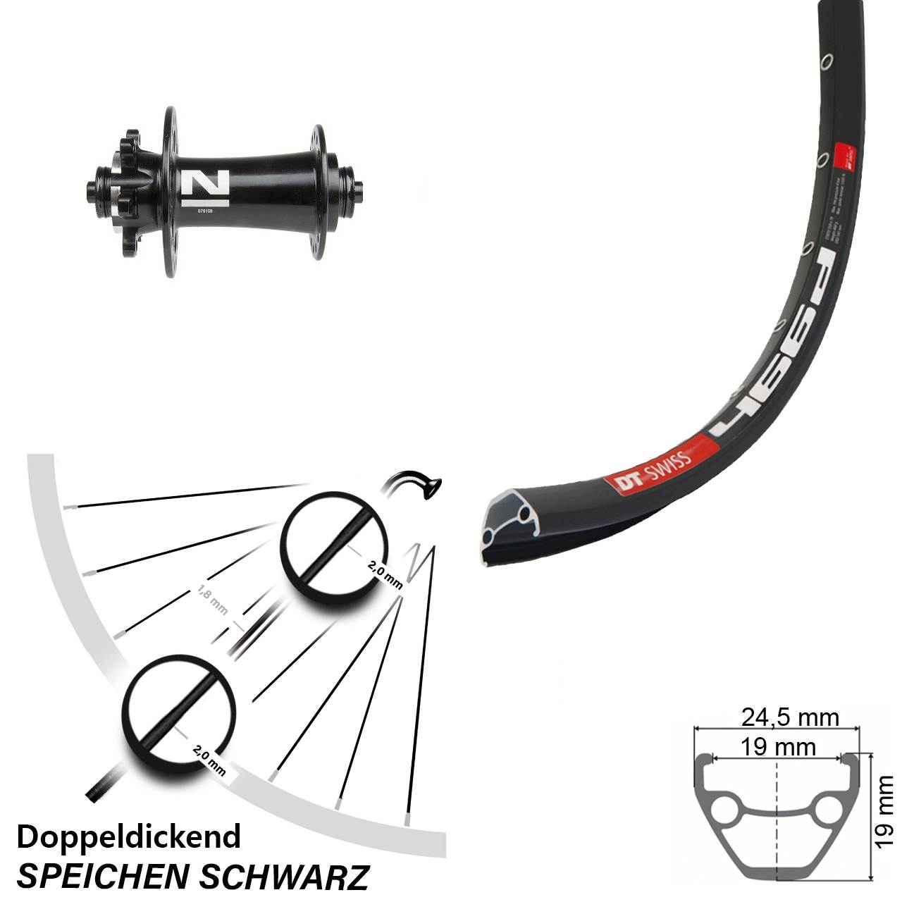 Disc Laufrad QR 28 Zoll DT Swiss 466 Novatec D791