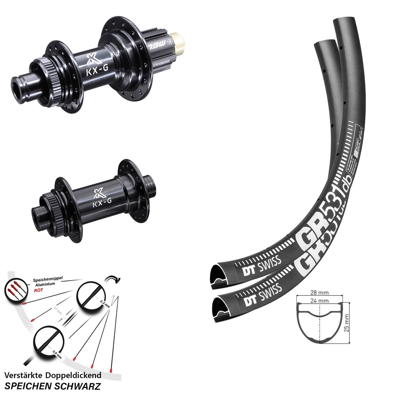 Laufradsatz 27,5 Zoll DT Swiss GR531 KX-G Gravel Campagnolo N3W 12x100/142