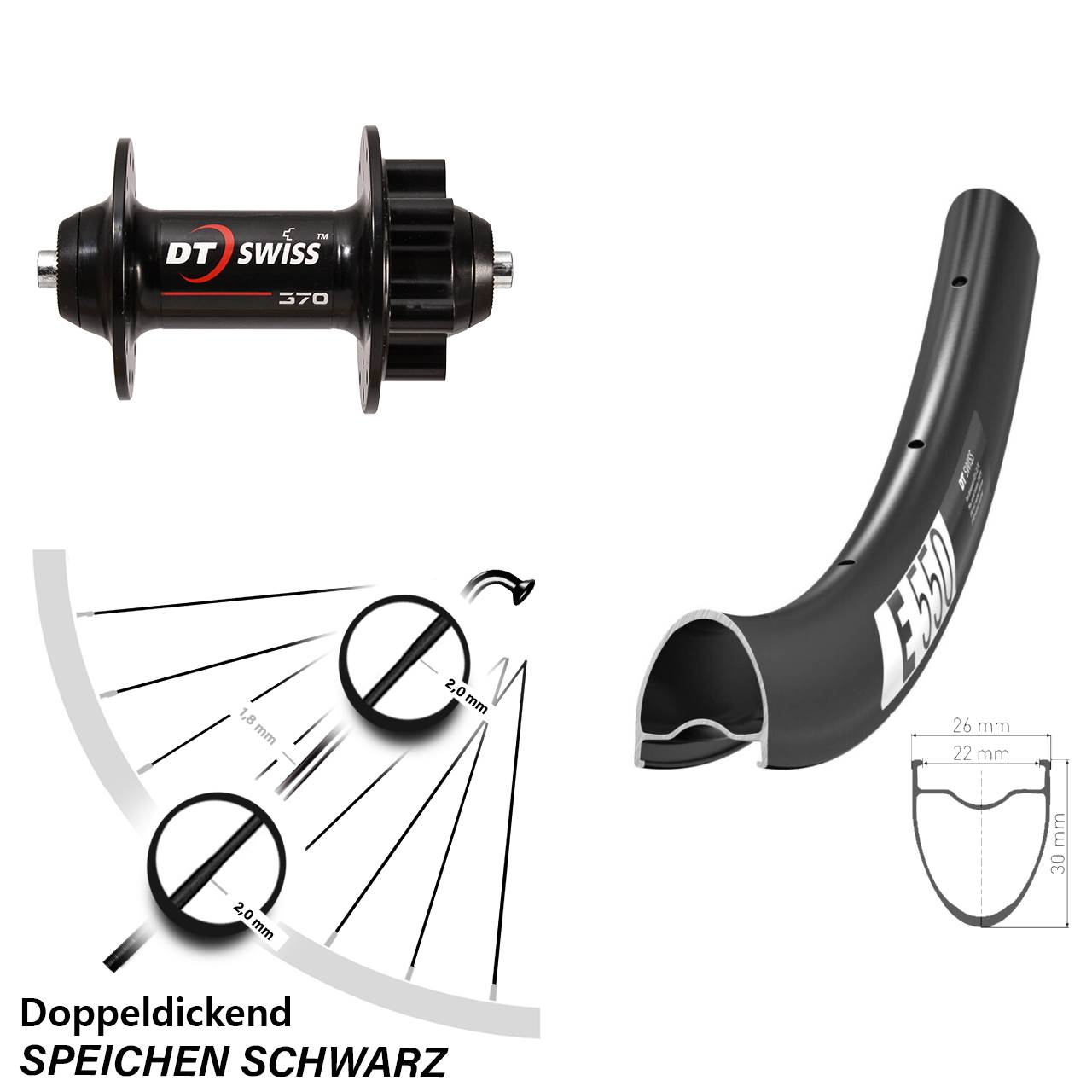 Disc Laufrad QR 28 Zoll DT Swiss E550-370