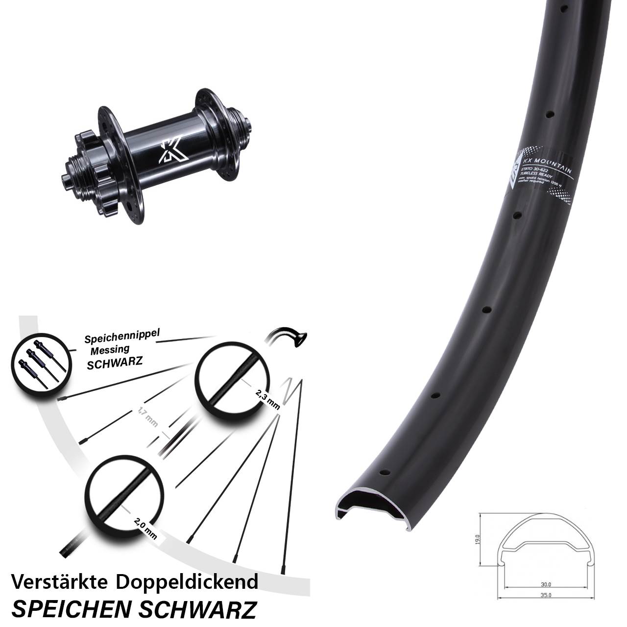 29 Zoll KX Mountain verstärkt Vorderrad 6-Loch QR