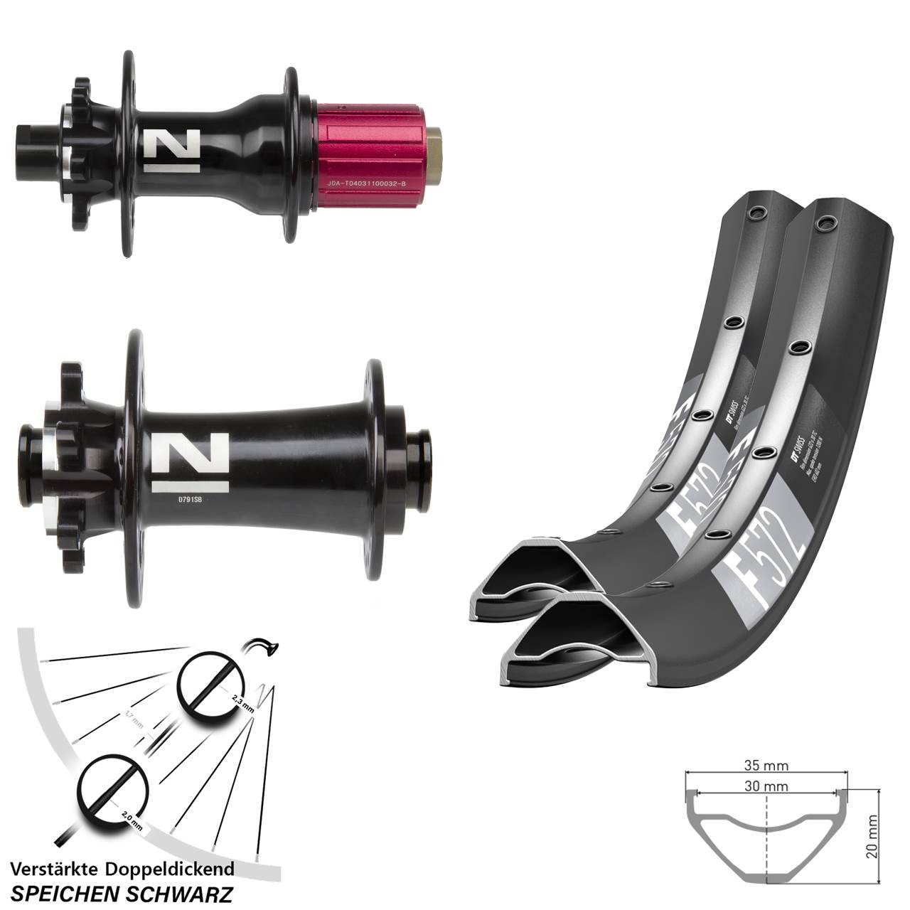 6-Loch Laufradsatz 29 Zoll DT Swiss F572 Novatec D791 D792 8-12 fach HG 15x100 12x142