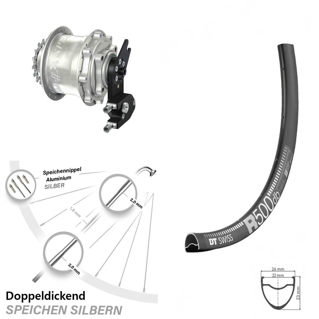 DT Swiss R500 Rohloff Speedhub CC DB OEM2 28 Zoll Disc Laufrad