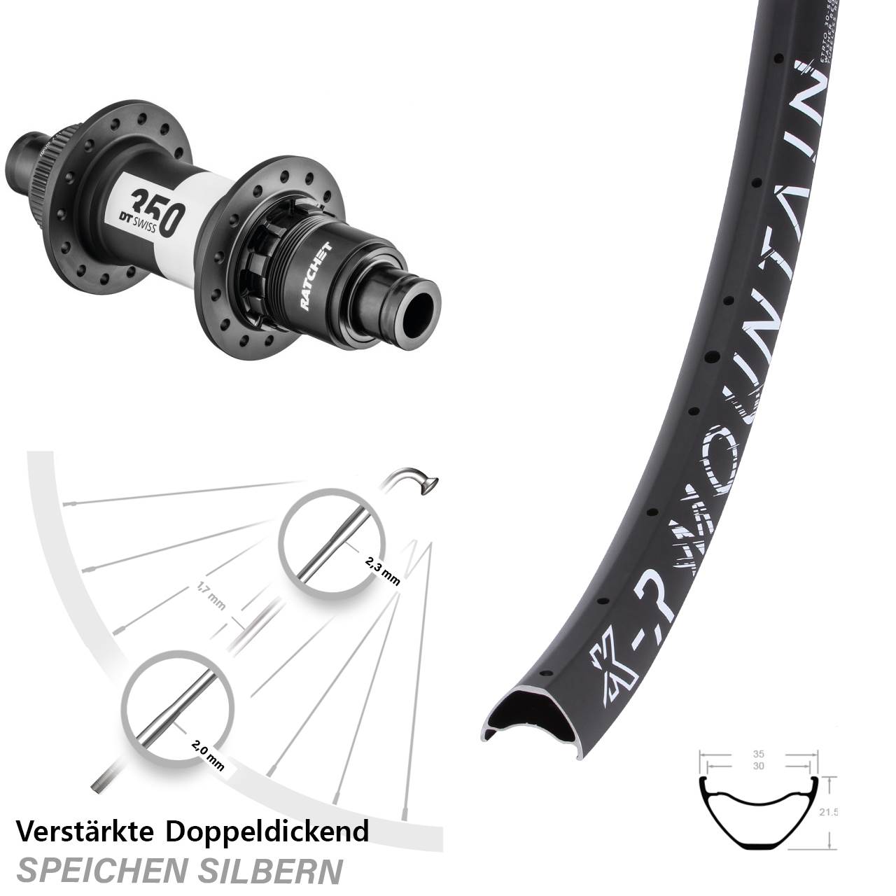 Hinterrad 29 Zoll KX-R Mountain DT Swiss 350 SRAM XD Centerl. 12x142