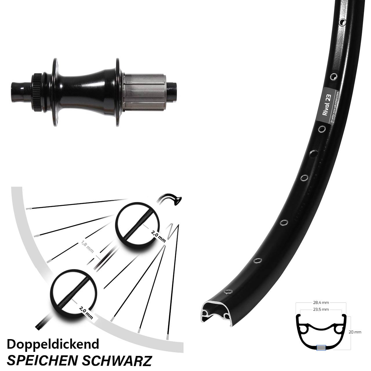 Hinterrad Ryde Rival 23 mit Formula Boost Nabe 12x148 mm Centerlock 27,5 Zoll