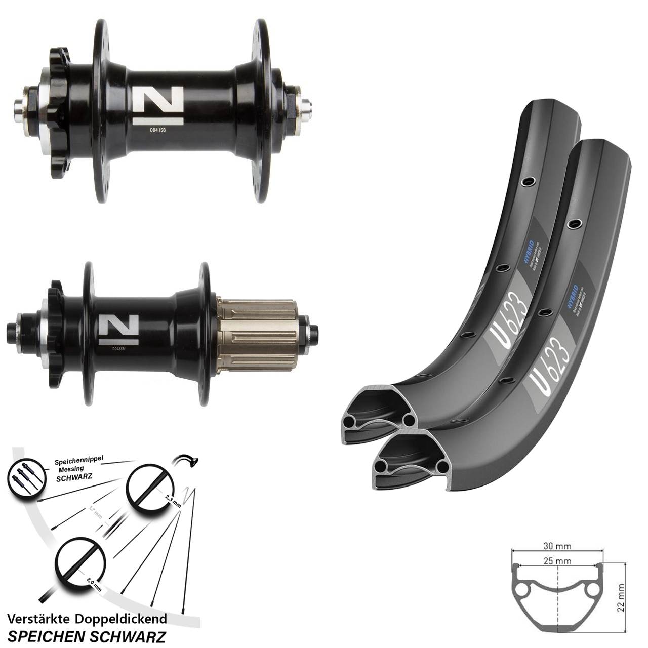 Laufrad-Satz 6-Loch 29 Zoll DT Swiss U 623 Novatec D-041-D-042 SB 8-11 fach QR