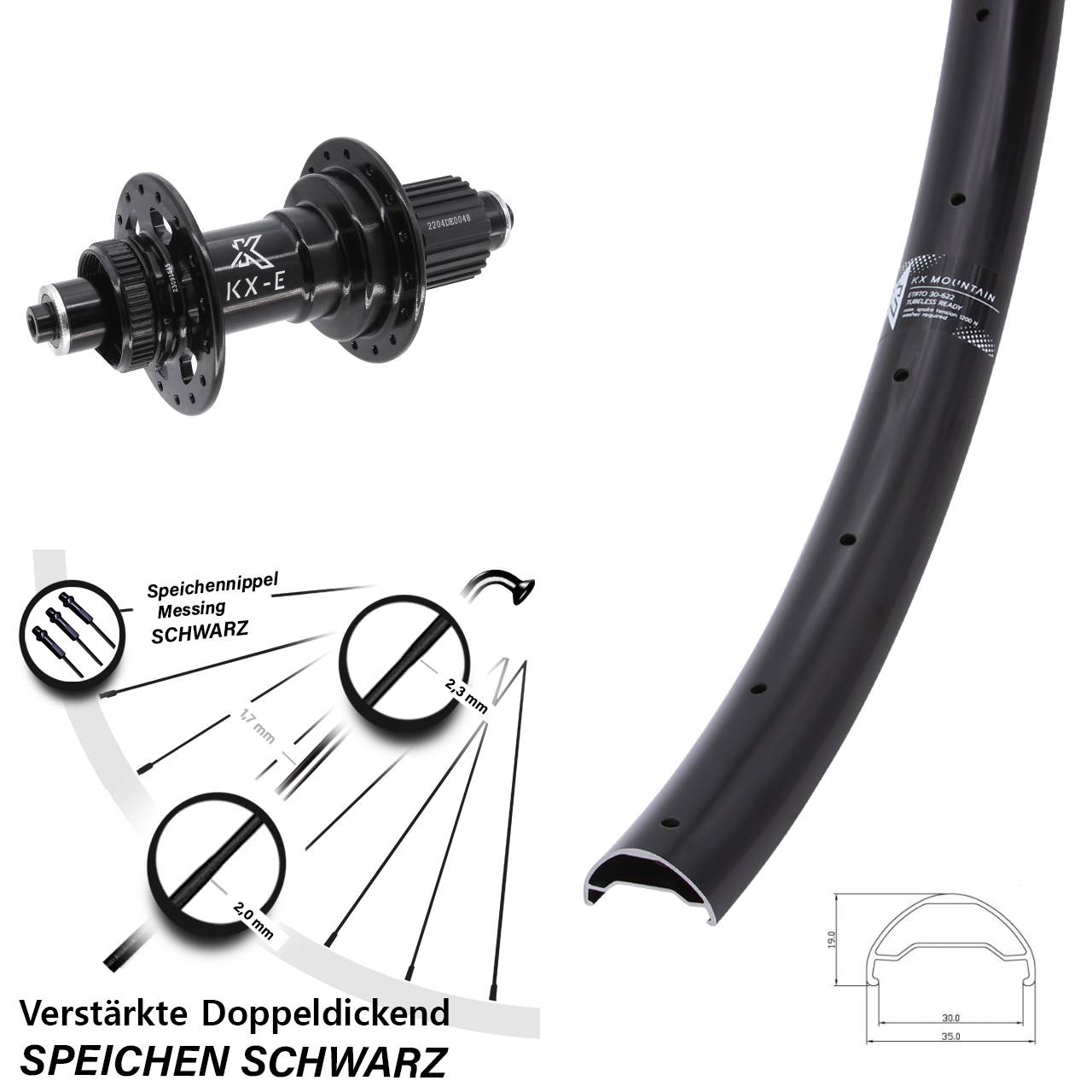 29 Zoll KX-E Mountain Centerlock Hinterrad QR Boost Micro Spline