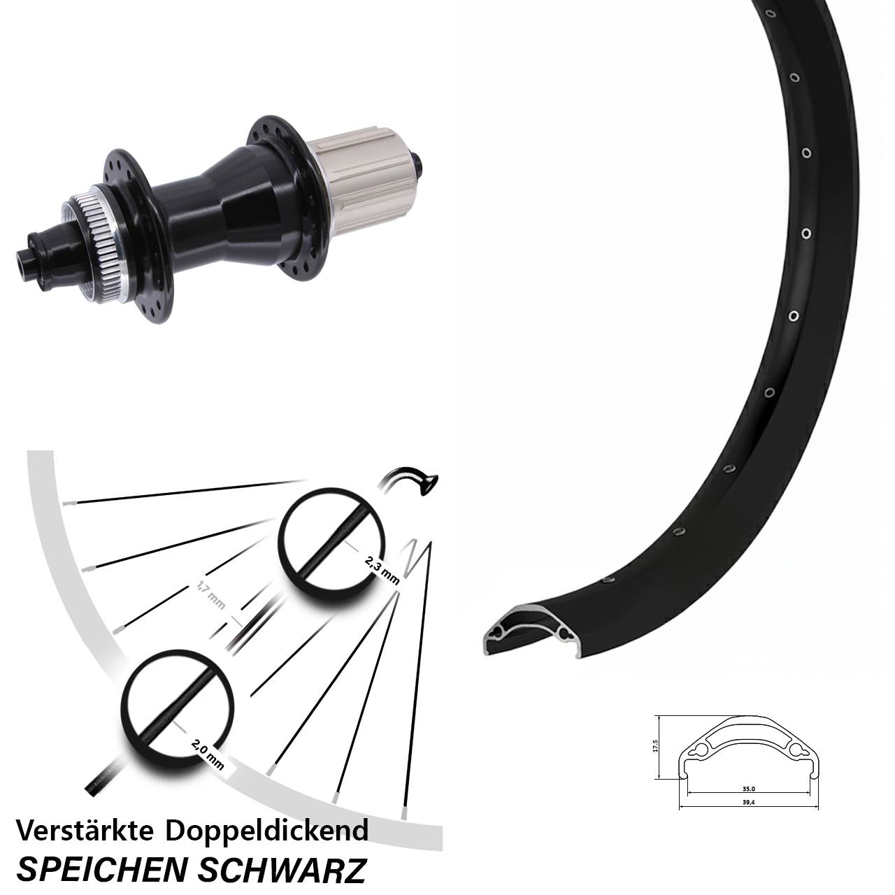 Hinterrad 29 Zoll Ryde Disc 35 Novatec CL135 8-12 fach HG für Schnellspanner
