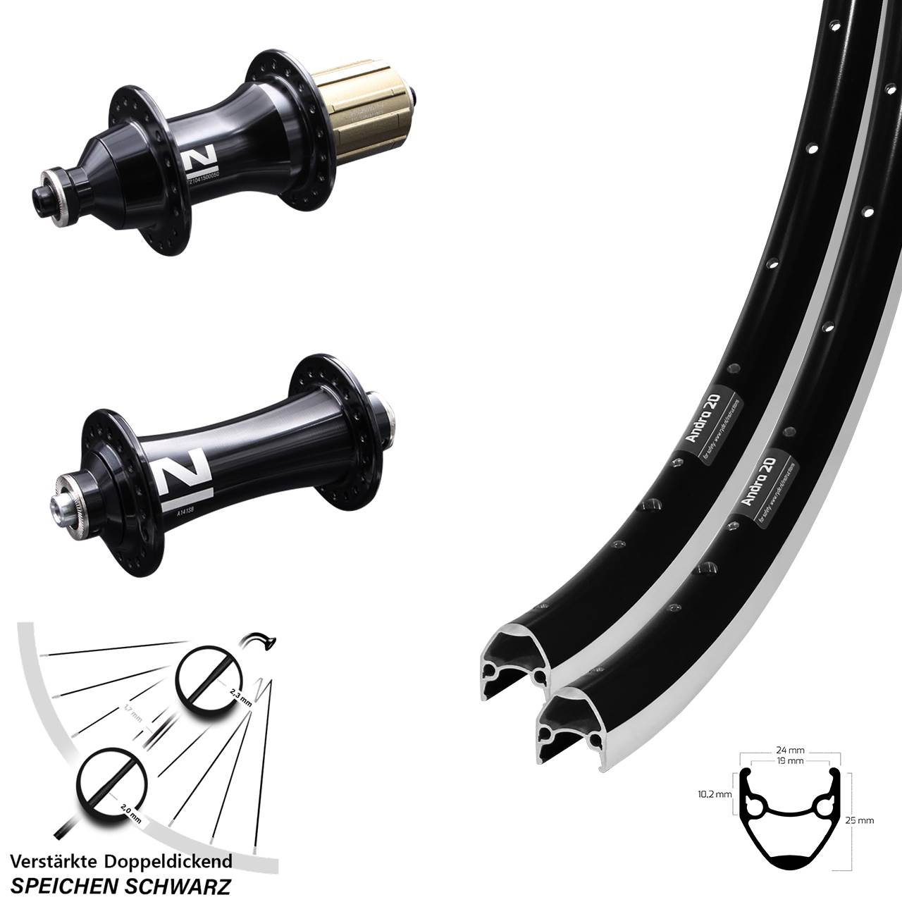 28 Zoll Ryde Andra 20 Novatec A-141-SB/F162SB Laufradsatz QR 8-12 fach