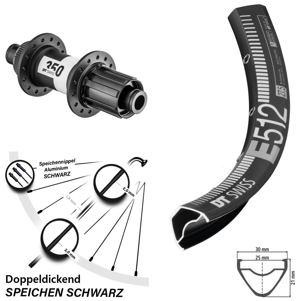 29 Zoll Hinterrad DT Swiss 350 11-fach Centerlock E 512