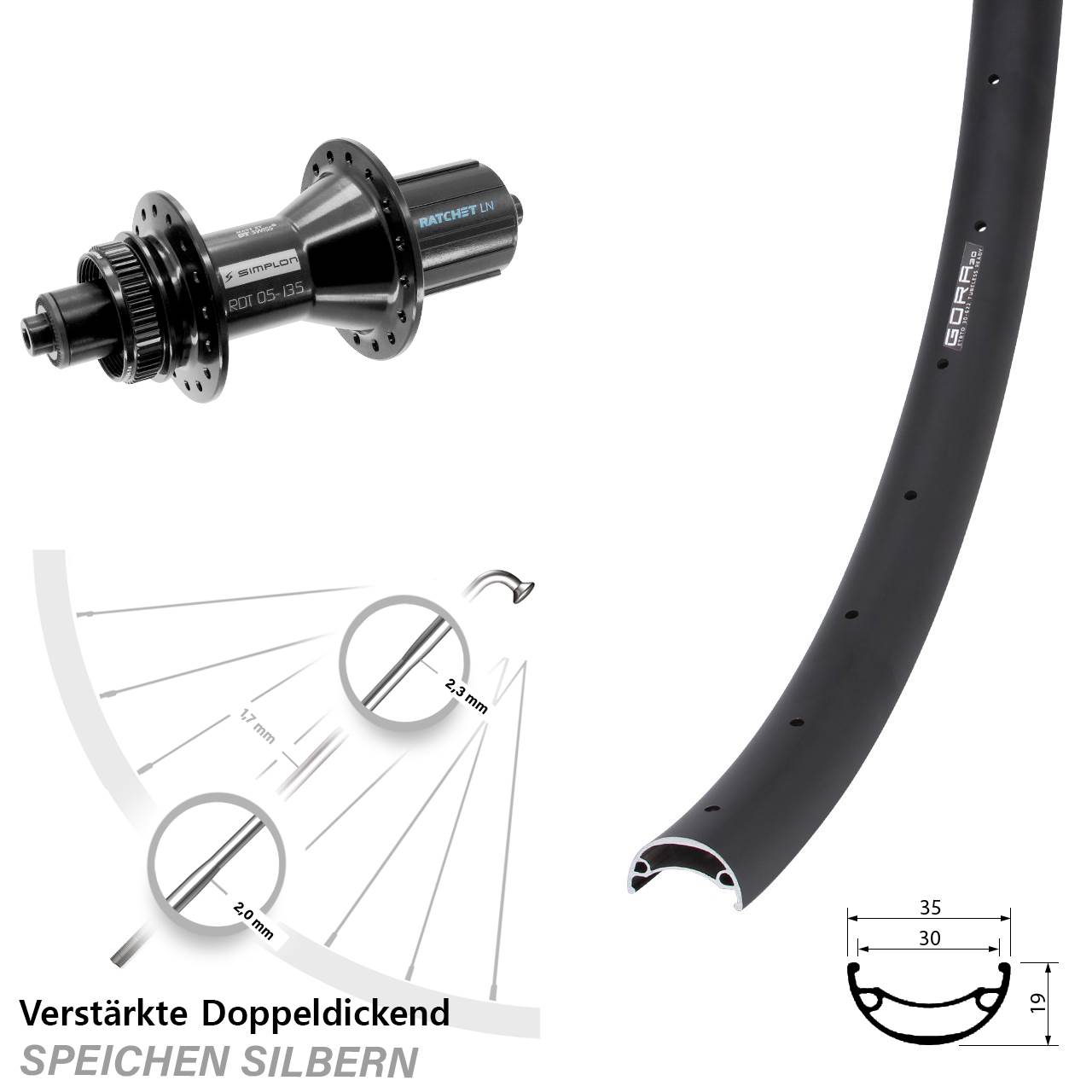 Centerlock Hinterrad 29 Zoll Gora 30 DT Swiss 370 Hybrid 8-11 fach HG QR
