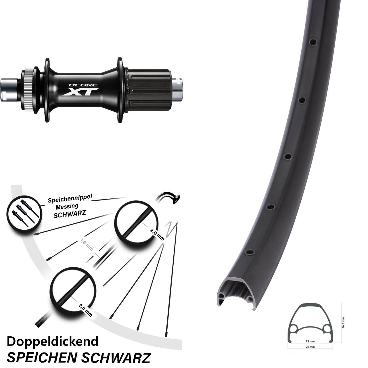 Centerlock Hinterrad 12x148 29 Zoll Ambrosio Sport Shimano XT 8-11 fach
