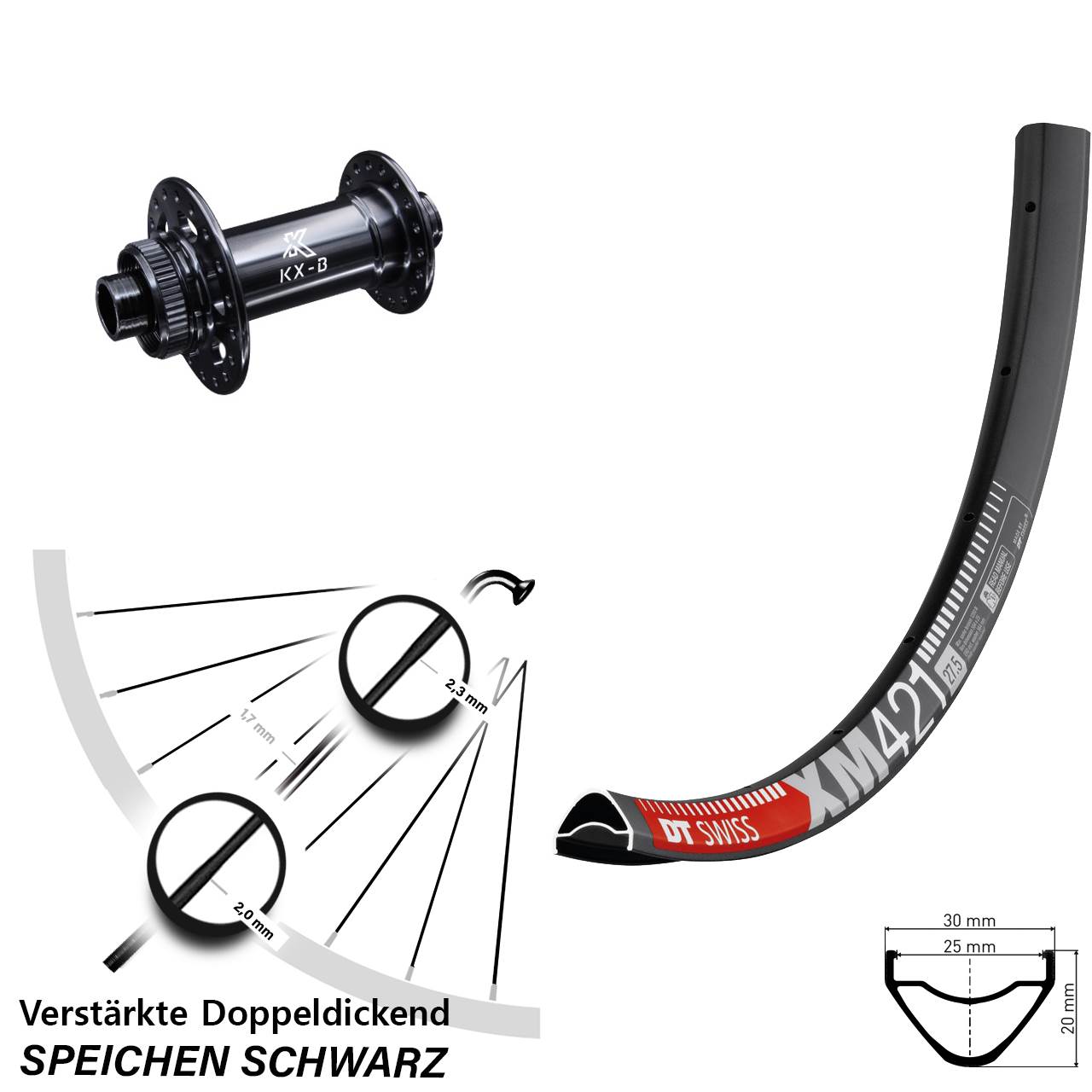 Centerlock Vorderrad 29 Zoll DT Swiss XM421 KX-B 15x110 Boost