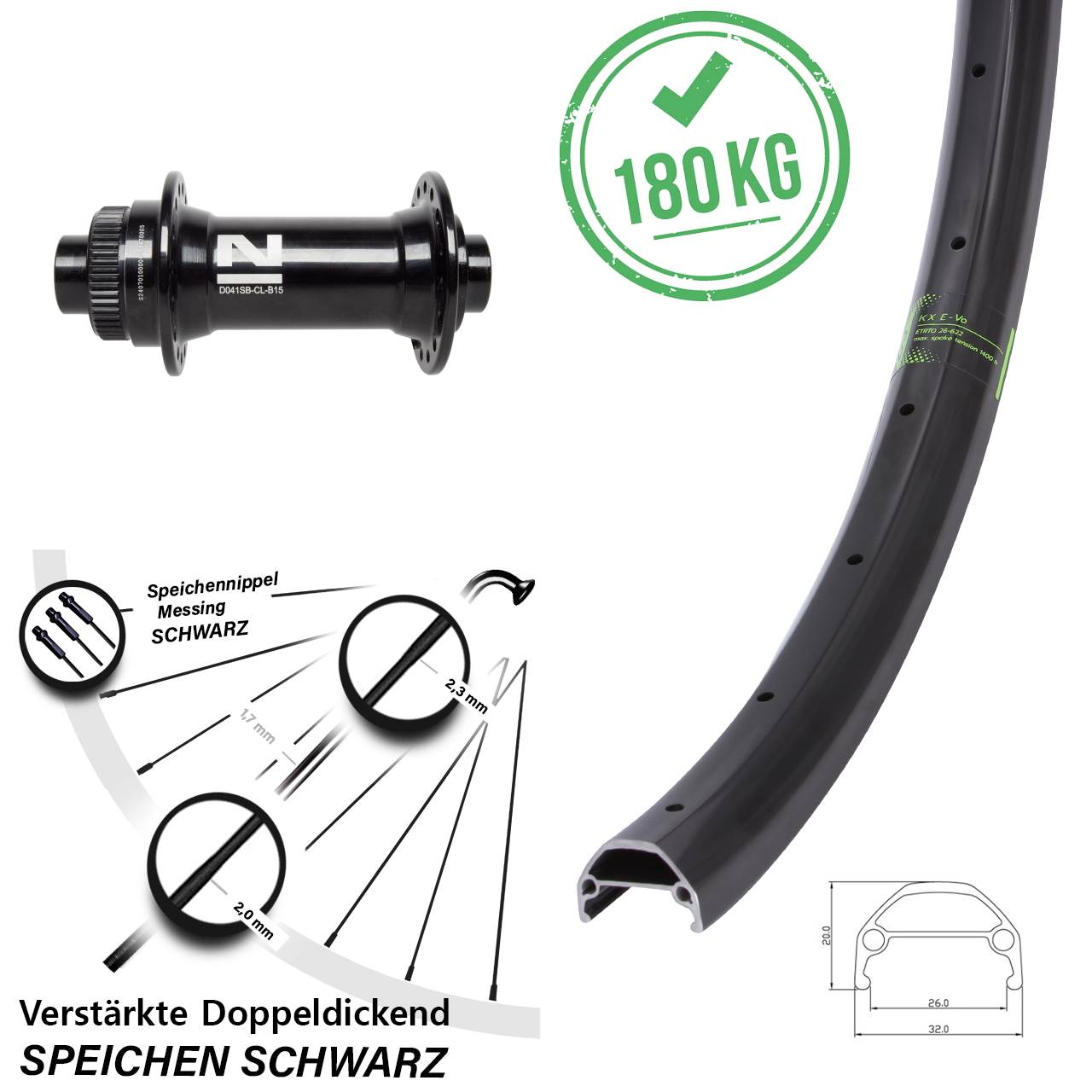 KX Evo Novatec D041SB 28 Zoll Disc Laufrad 15x110 Boost