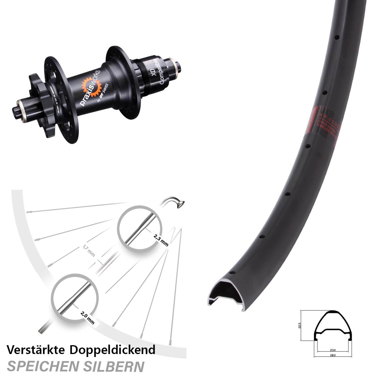 28-29 Zoll KX Clue DT Swiss 350 6-Loch Hinterrad QR XD 11-12 fach