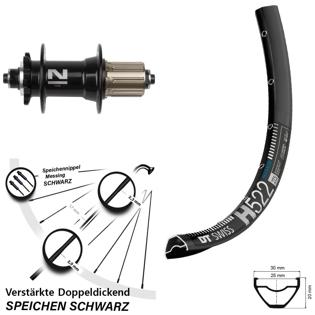DT Swiss H522 Novatec D042 28-29 Zoll Hinterrad 6-Loch QR 8-11 fach HG