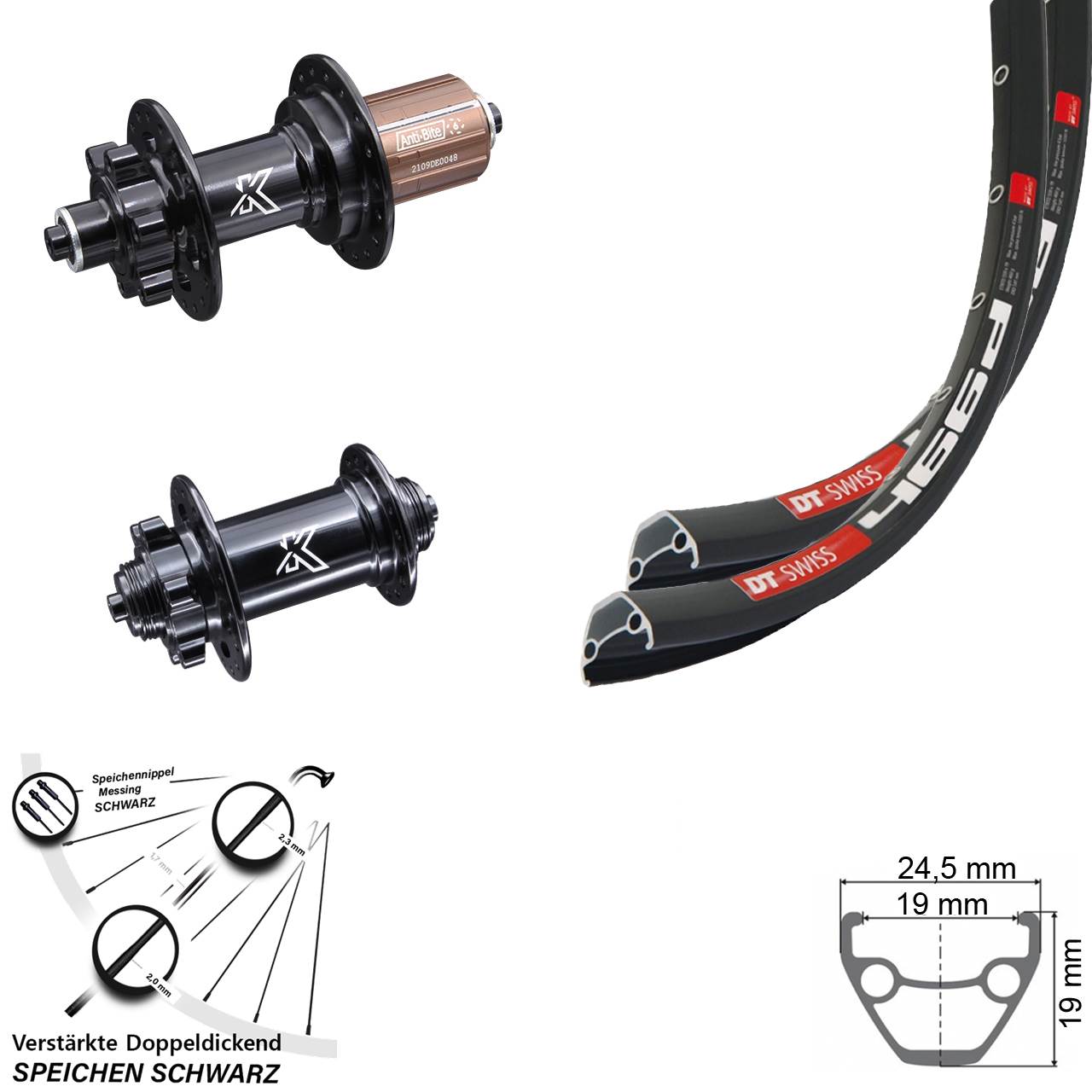 Laufradsatz 6-Loch 28 Zoll DT Swiss 466 KX-M 8-12 fach QR
