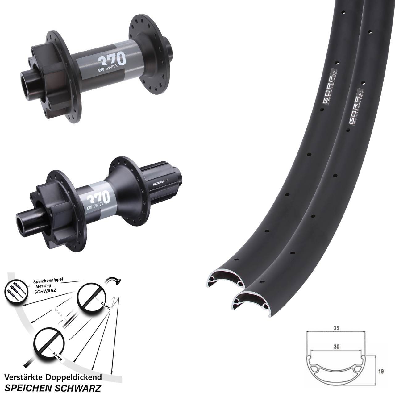 Gora 30 DT Swiss 370 650B Disc Laufrad-Satz 15x110 12x148 8-11 fach HG