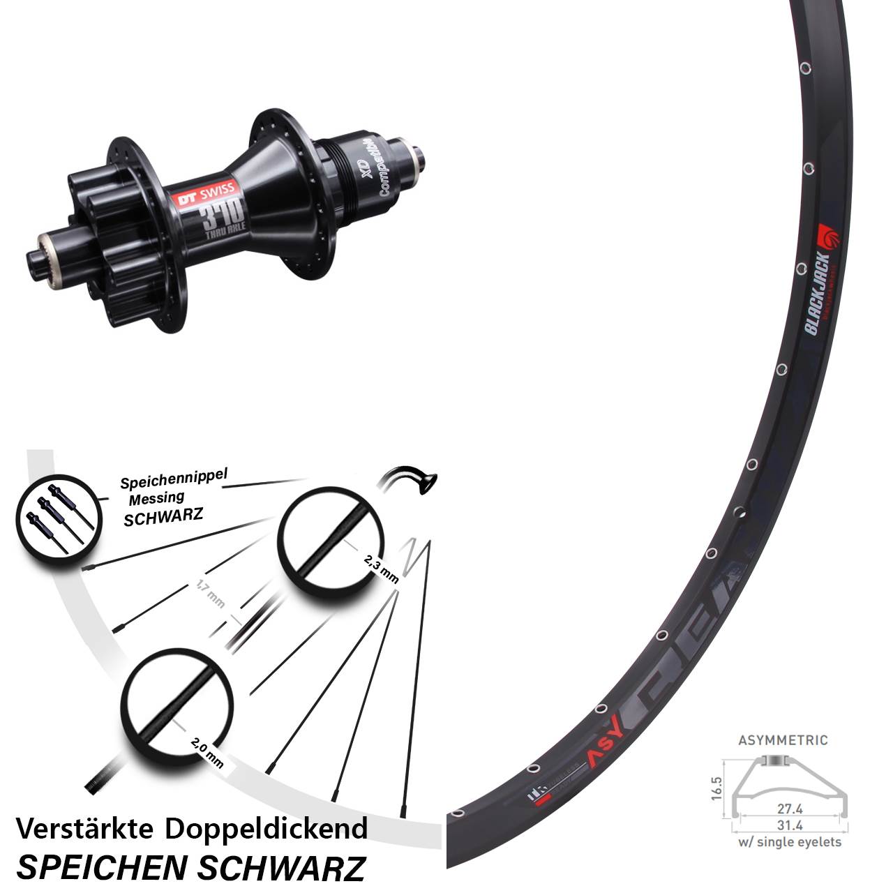 650B Hinterrad Rodi Ready27 DT Swiss 370 XD 11-12 fach QR