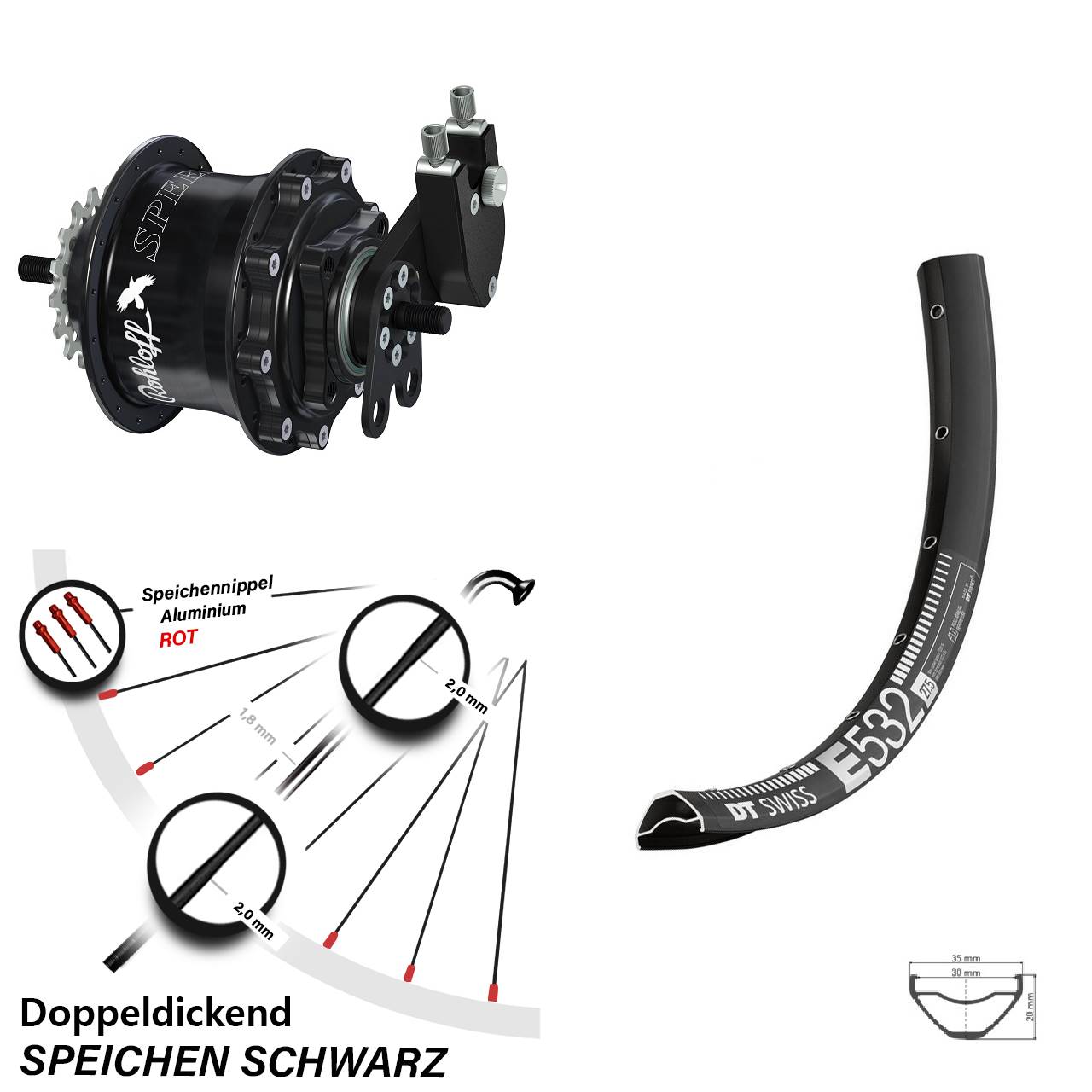 Disc Hinterrrad 29 Zoll DT Swiss E 532 Rohloff Speedhub 500/14 TS DB Tandem
