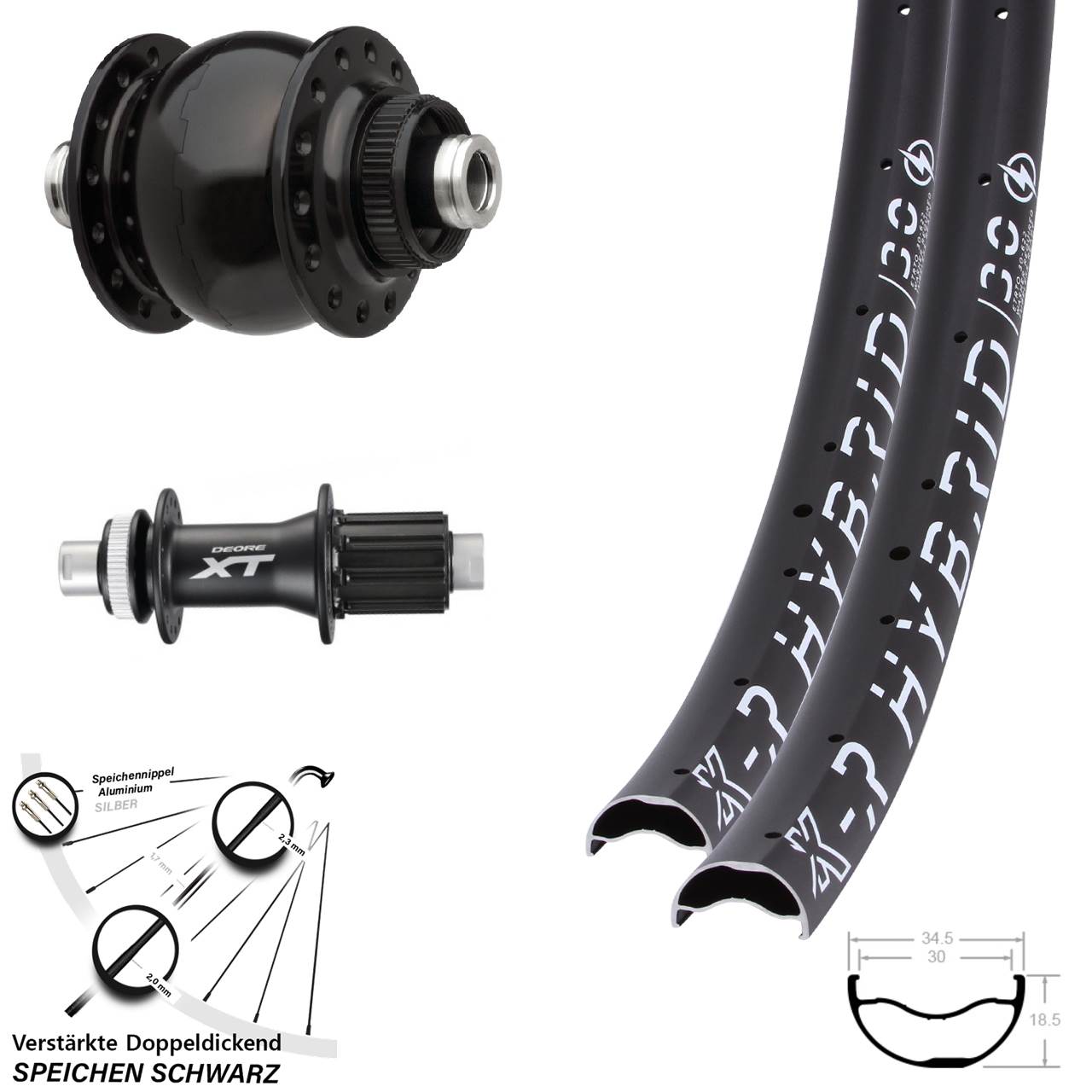 Centerlock Laufradsatz 12x100/142 29 Zoll KX-R Hybrid 30 Shimano FH-M788 SONdelux HG