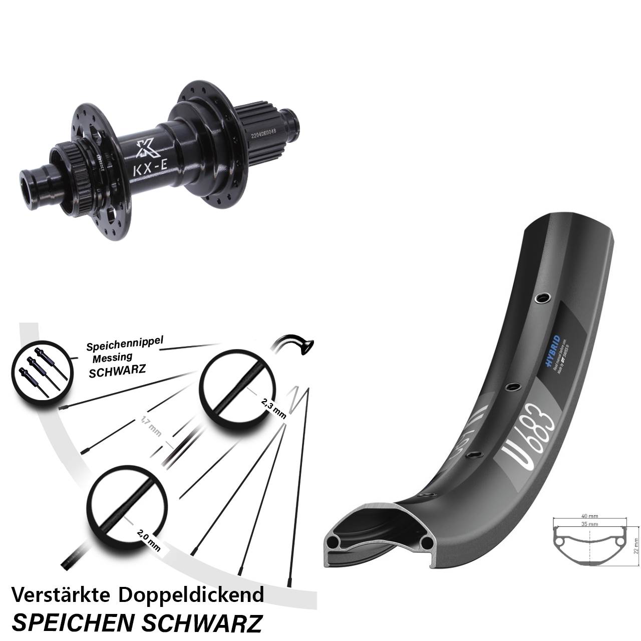 27,5 Zoll DT Swiss U 683 KX-E Heavy Duty Disc Laufrad 12x148 Micro Spline