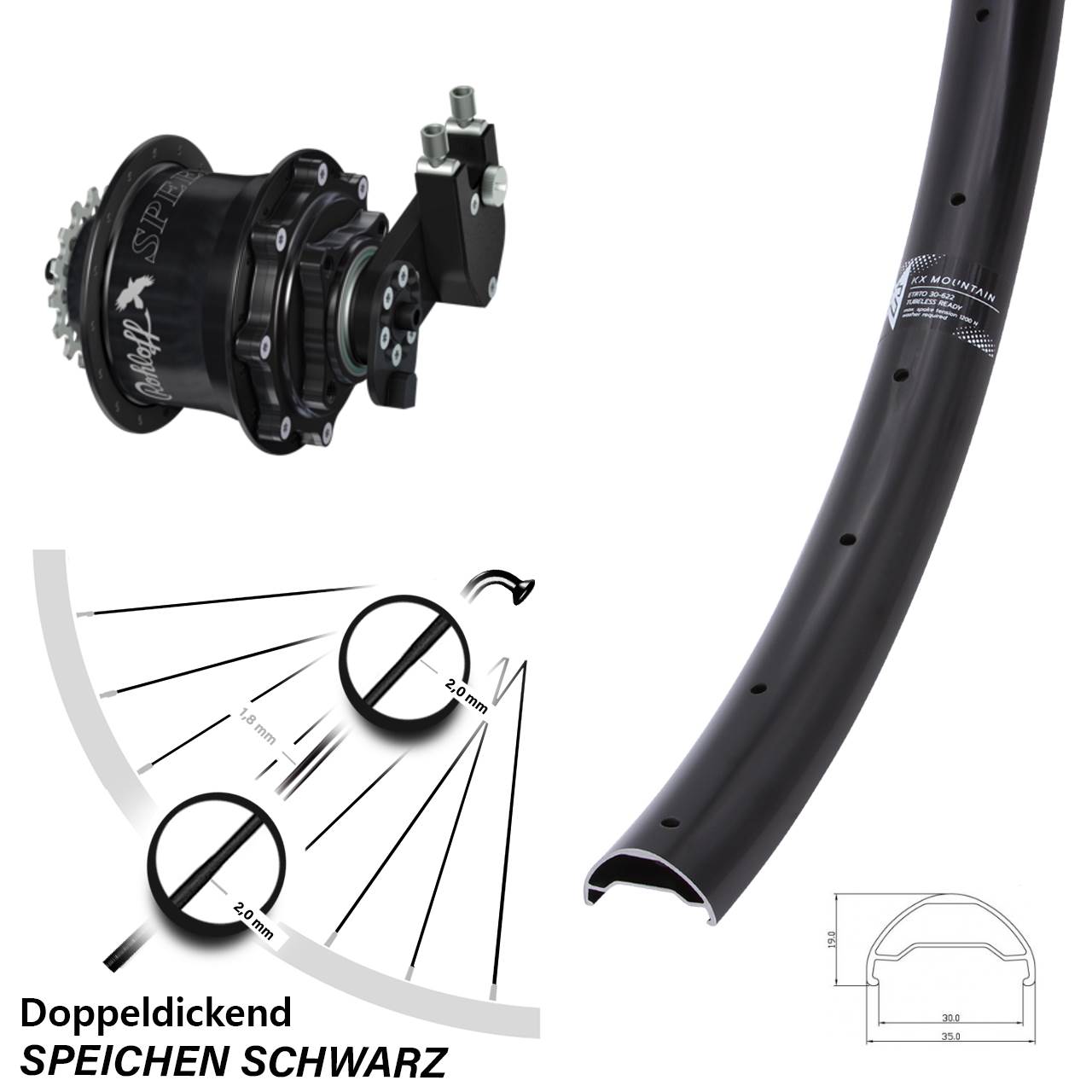 Disc Laufrad 29 Zoll KX Mountain TR Rohloff CC DB OEM Tandem