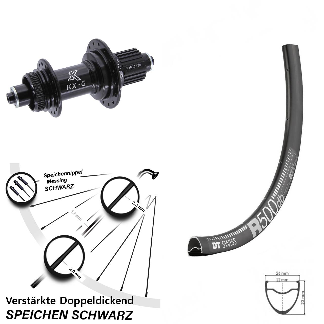 Centerlock Hinterrad 28 Zoll DT Swiss R 500 KX-G Micro Spline QR