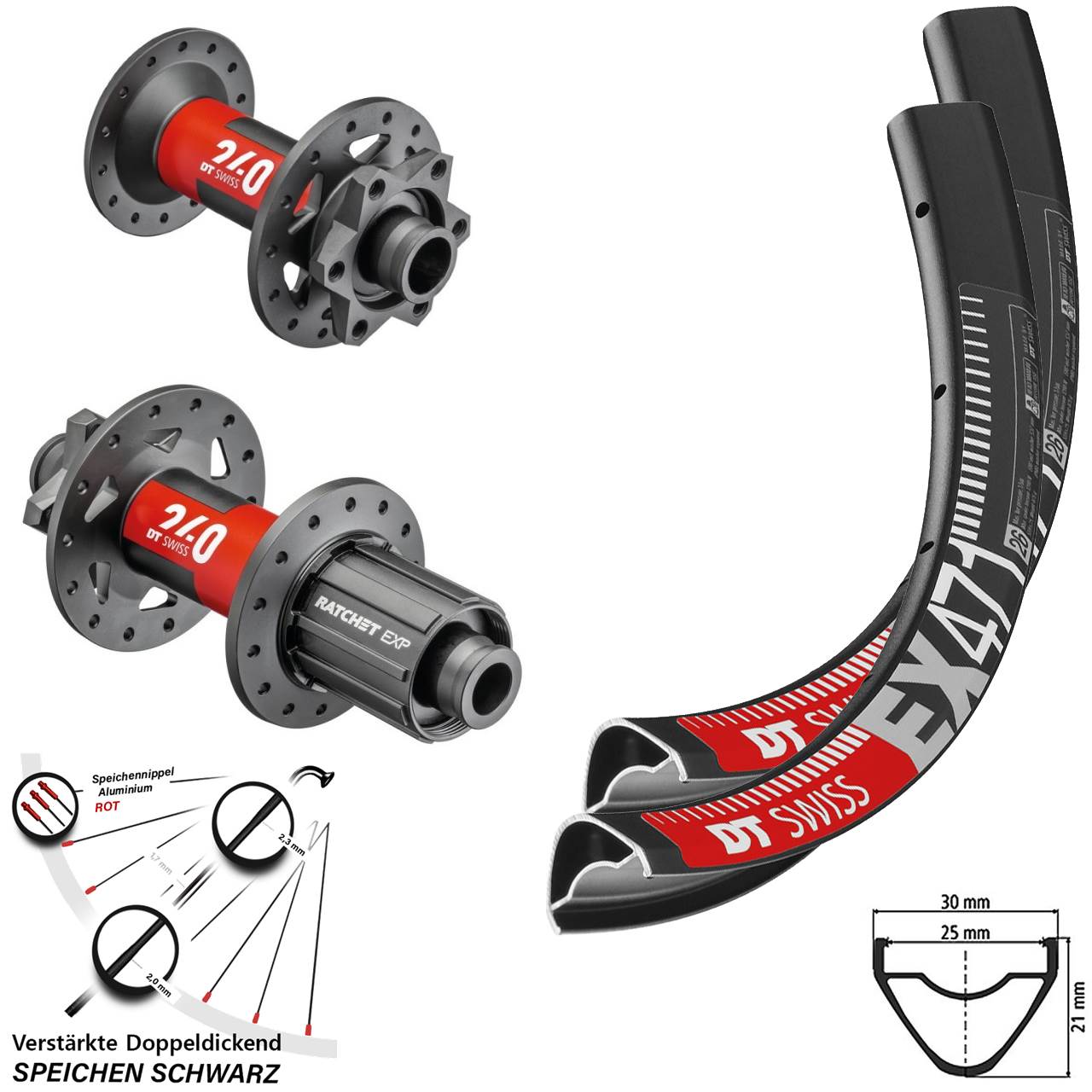 26 Zoll DT Swiss EX 471 DT Swiss 240 Boost Disc Laufrad-Satz 15x110 12x148 Boost 8-11 fach