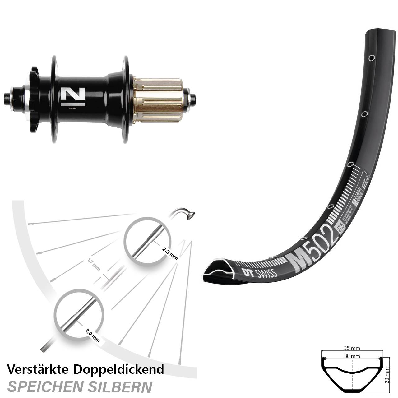 Hinterrad 6-Loch 29 Zoll DT Swiss M502 Novatec D-042 SB 8-11 fach HG QR