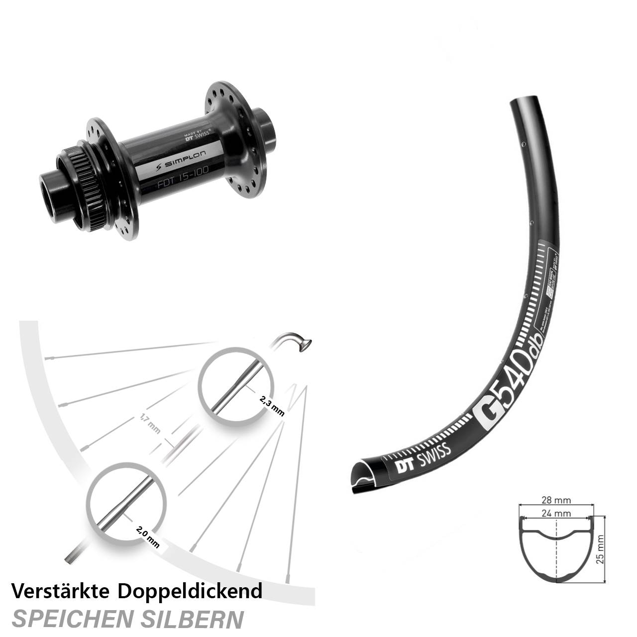 DT Swiss G 540-370 28-29 Zoll Centerlock Vorderrad 12x100