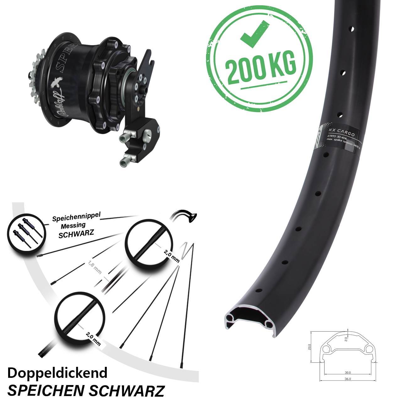 Disc Hinterrrad 29 Zoll KX Cargo Rohloff Speedhub CC DB OEM2 Tandem