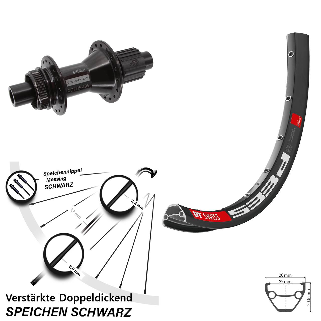 Hinterrad Centerlock 27,5 Zoll DT Swiss 533d DT Swiss 370 Hybrid Micro Spline 12x142
