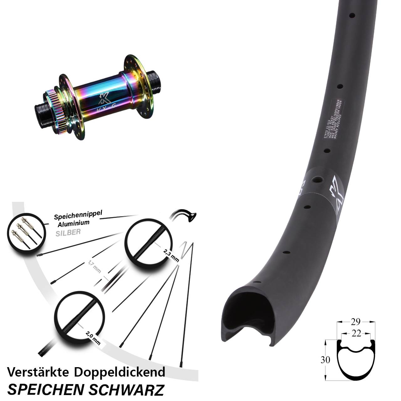 28-29 Zoll KX-GRC Carbon verstärkt Oilslick Disc Laufrad 12x100