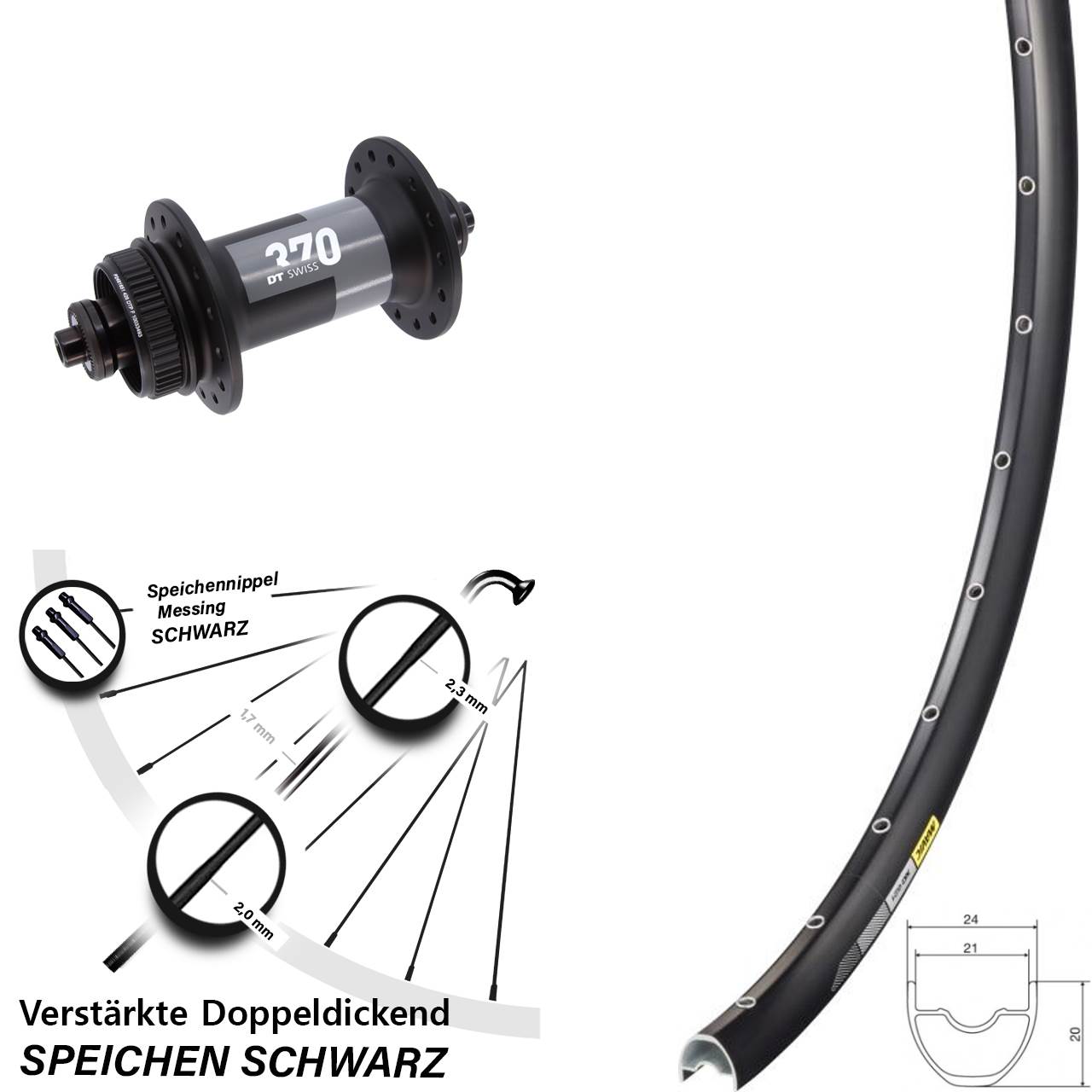 Centerlock Vorderrad für Schnellspanner 29 Zoll Mavic XC621 DT Swiss 370