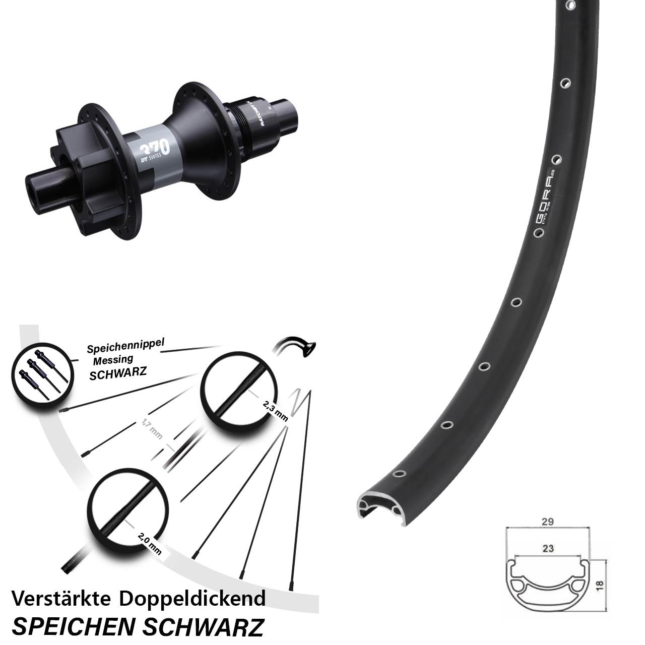 Disc Hinterrad 12x142 28 Zoll Gora 23 DT Swiss 370 SRAM XD