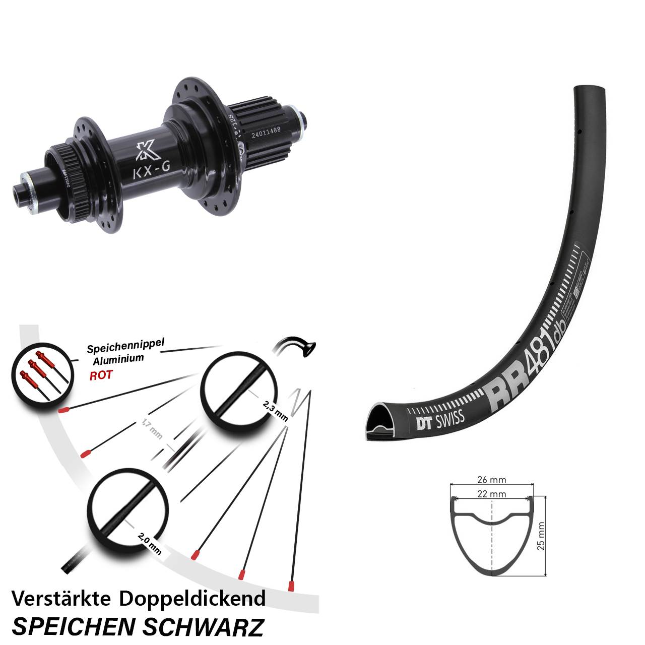 Disc Hinterrad QR 28 Zoll DT Swiss RR481 KX-G Micro Spline