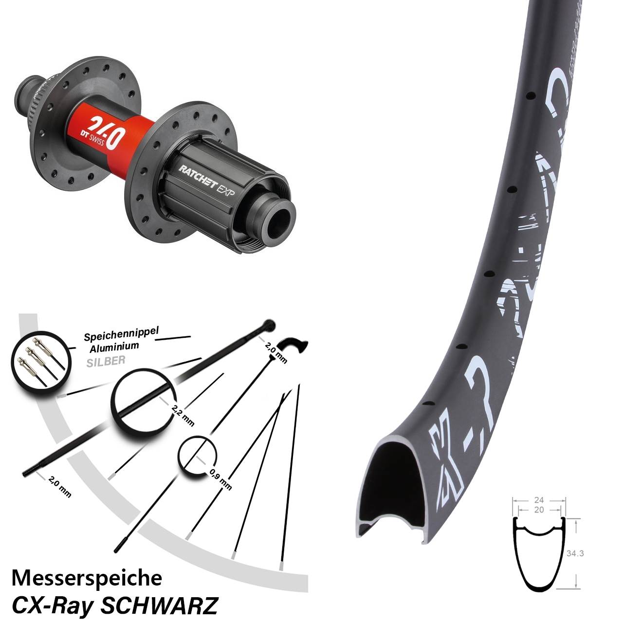 28 Zoll KX-R Road DT Swiss 240 EXP Centerlock Hinterrad 8-12 fach CX-Ray
