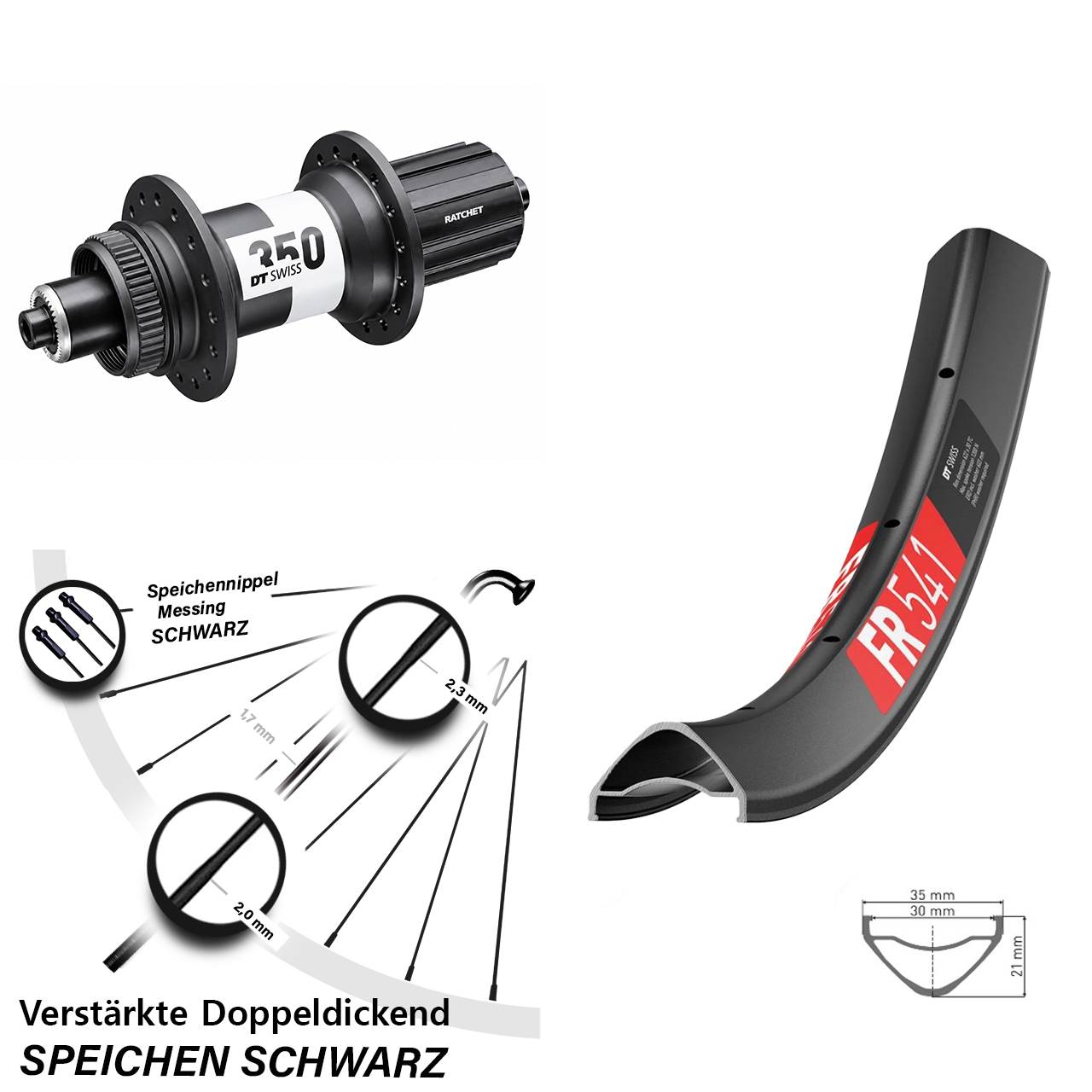 Disc Hinterrad QR 29 Zoll DT Swiss FR541 DT Swiss 350 Ratchet 36 8-11 fach HG