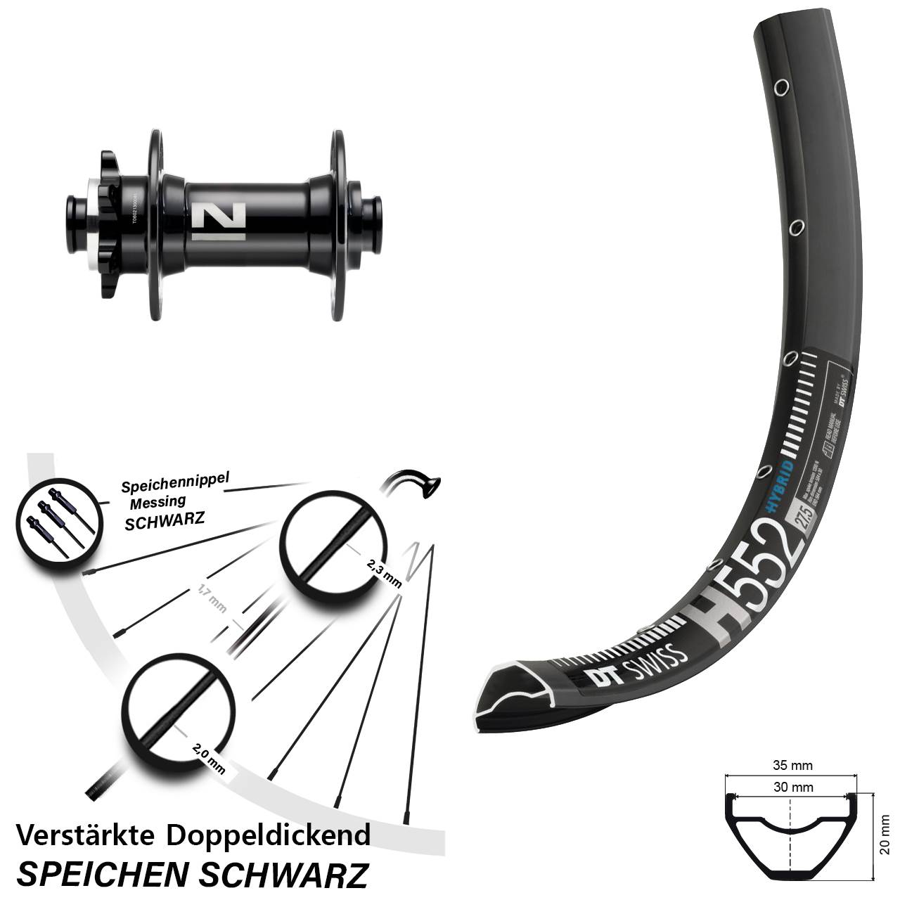 29 Zoll DT Swiss H 552 Novatec D041 Vorderrad 6-Loch 15x110 Boost