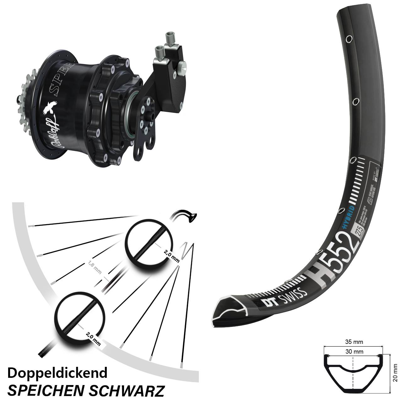 27,5 Zoll DT Swiss H 552 Rohloff Speedhub CC DB Tandem