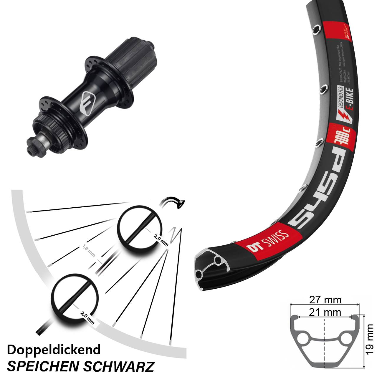 Disc Hinterrad QR 28 Zoll DT Swiss 545d Formula CL-52 8-11 fach