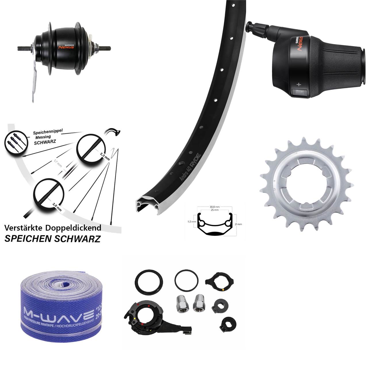 Ryde Andra 40 28 Zoll Hinterrad Shimano Nexus SG-C6001 8 Gang Rücktritt schwarz