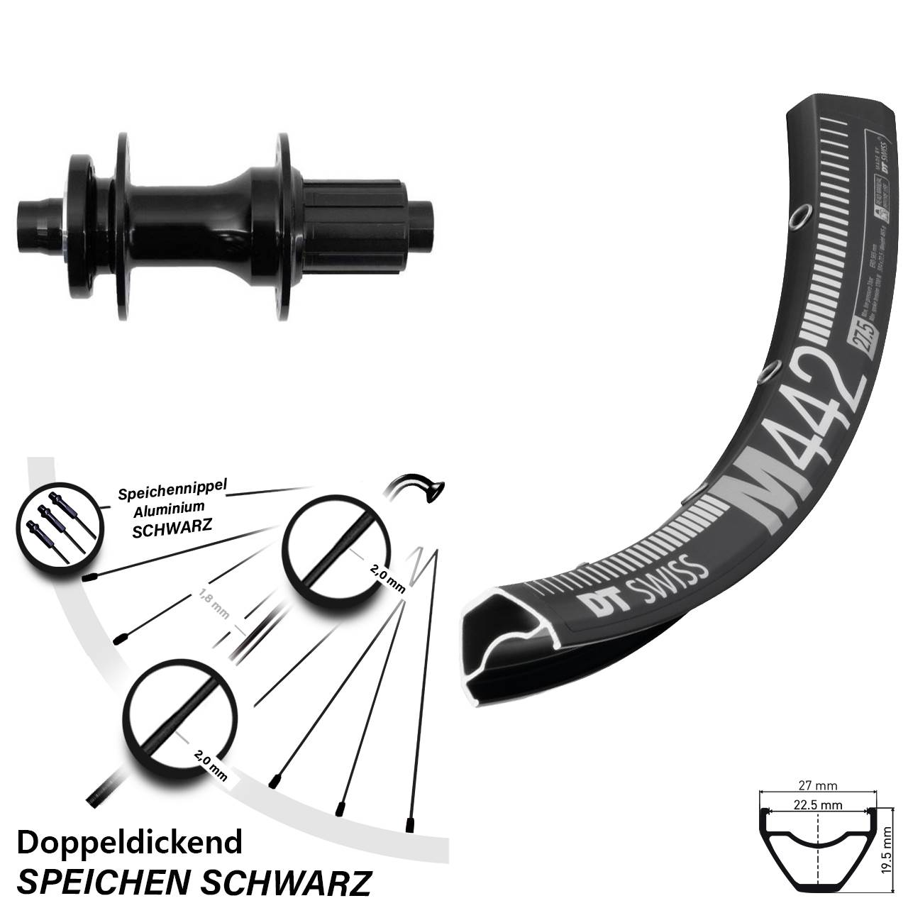 Disc Laufrad 28 Zoll DT Swiss M442 Fastace 8-12 fach 12x148
