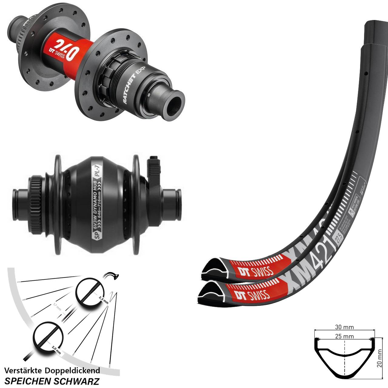 DT Swiss XM 421 240 Shutter PL-7 27,5 Zoll Centerlock Laufradsatz 12x100/142 XDR