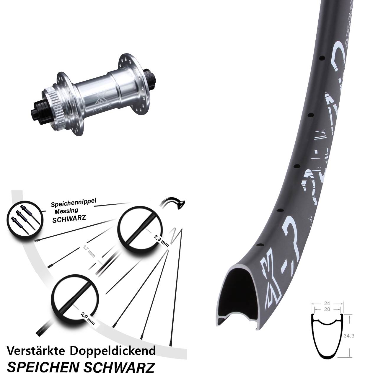 KX-E Road 28 Zoll Vorderrad Centerlock für Schnellspanner