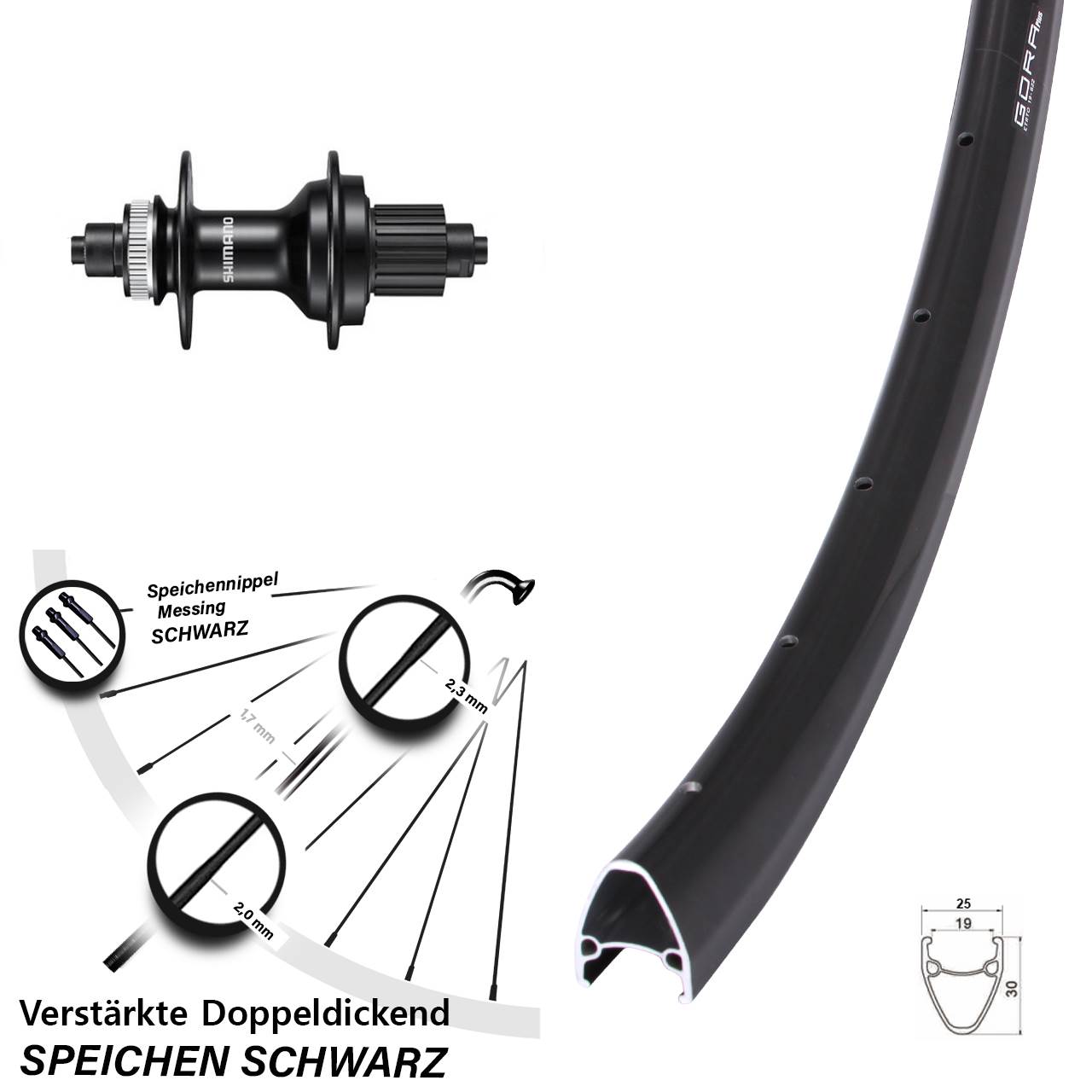 Disc Hinterrad 28 Zoll Gora Plus Shimano MT500 Micro Spline QR