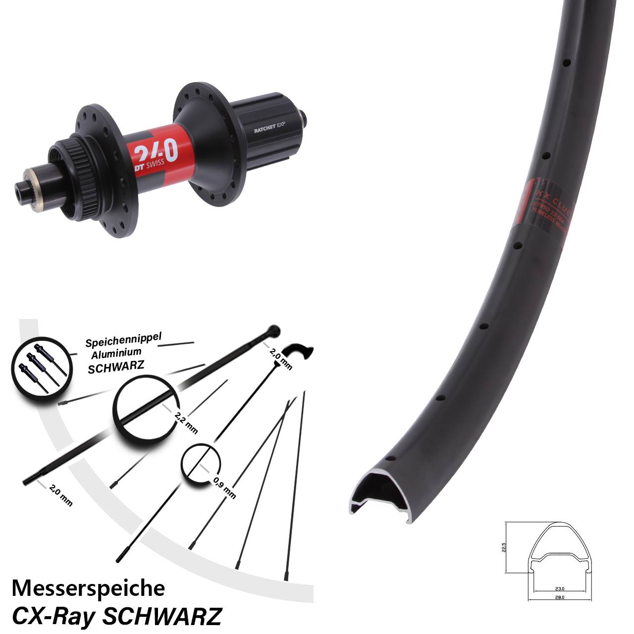 Disc Hinterrad QR 28-29 Zoll KX Clue DT Swiss 240 11-12 fach CX-Ray