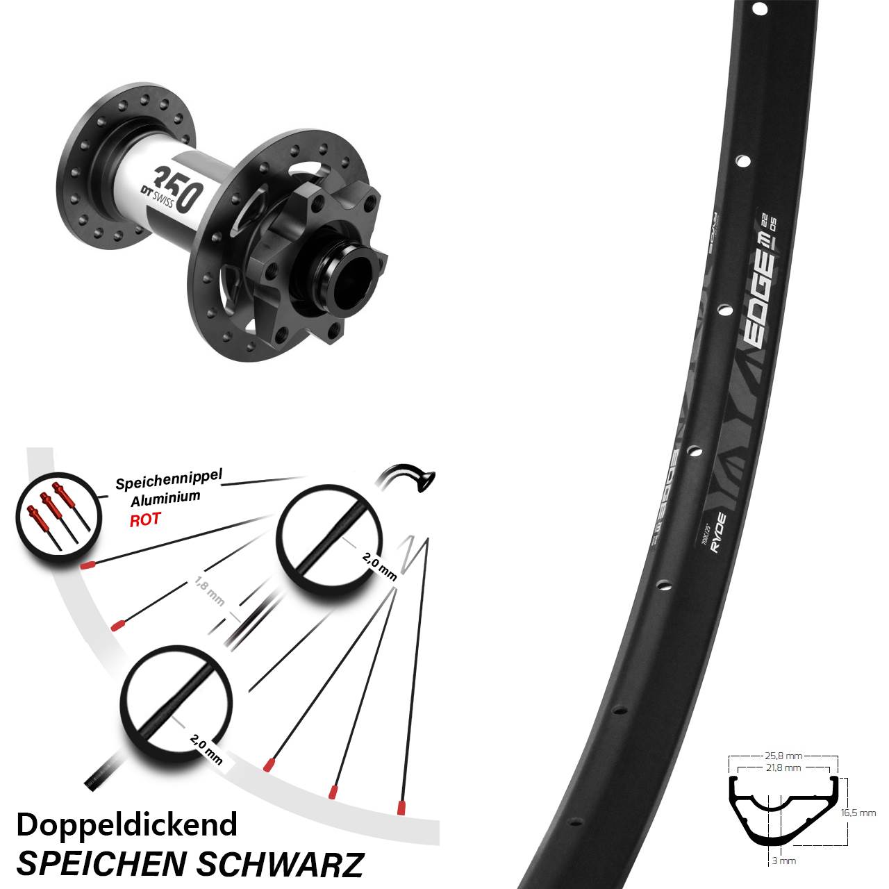 Boost Disc Laufrad 15x110 29 Zoll Ryde Edge M22 DT Swiss 350