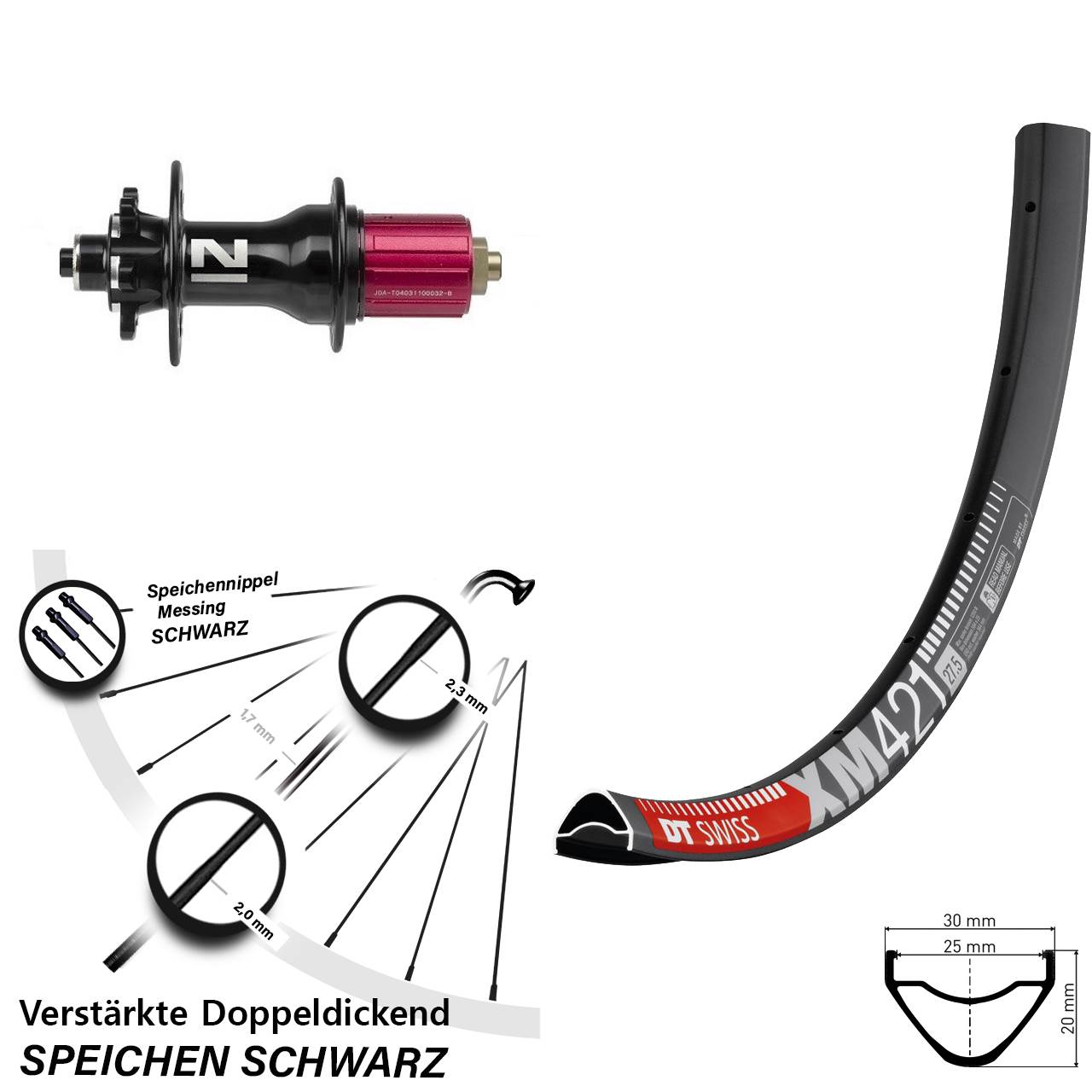 Disc 29 Zoll Laufrad DT Swiss XM 421 Novatec D792SB 8-12 fach HG für Schnellspanner